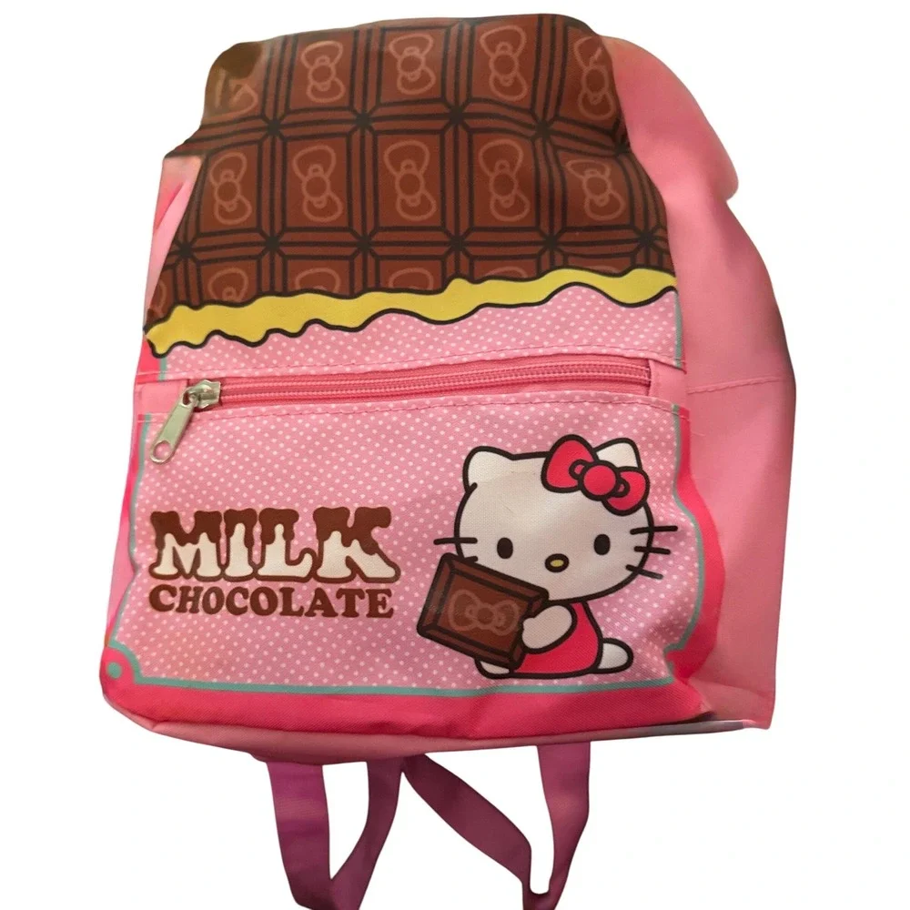 Hello Kitty Milk Chocolate Pink Backpack Bag Cute‎ Kawaii School Bag